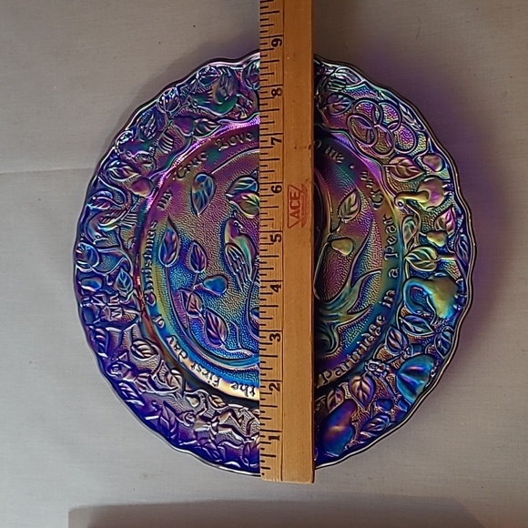 Imperial Glass 1970 Limited Edition Christmas Plate A Partridge in a Pear Tree - Picture 7 of 8